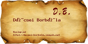 Décsei Borbála névjegykártya